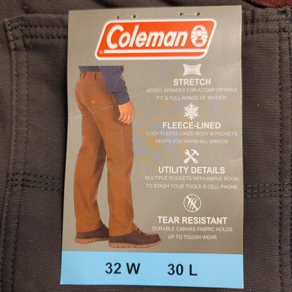Coleman Fleece Lined Cargo Pants 32W 30L Stretch Tear Resistant Gray Winter Warm - Picture 4 of 7